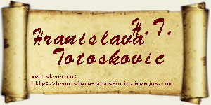 Hranislava Totošković vizit kartica